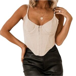 The Foxy Kind We Love Her Corduroy Corset Crop Top Size Medium